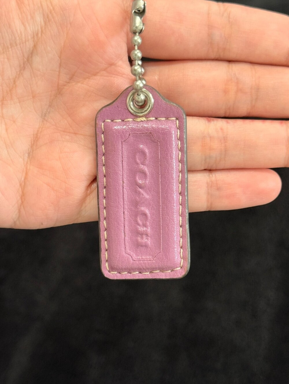 2.25" Vintage Coach Leather Key Fob Keychain Hangtag
